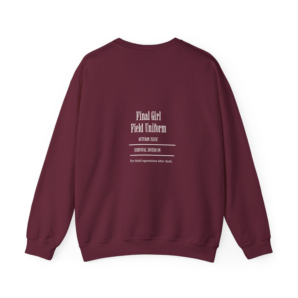 Crewneck Sweatshirt — “Final Girl Field Uniform” Graphic Pullover