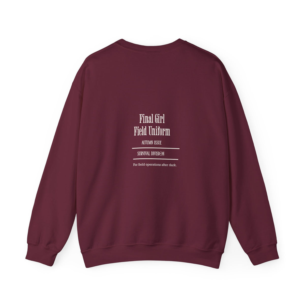 Crewneck Sweatshirt — “Final Girl Field Uniform” Graphic Pullover