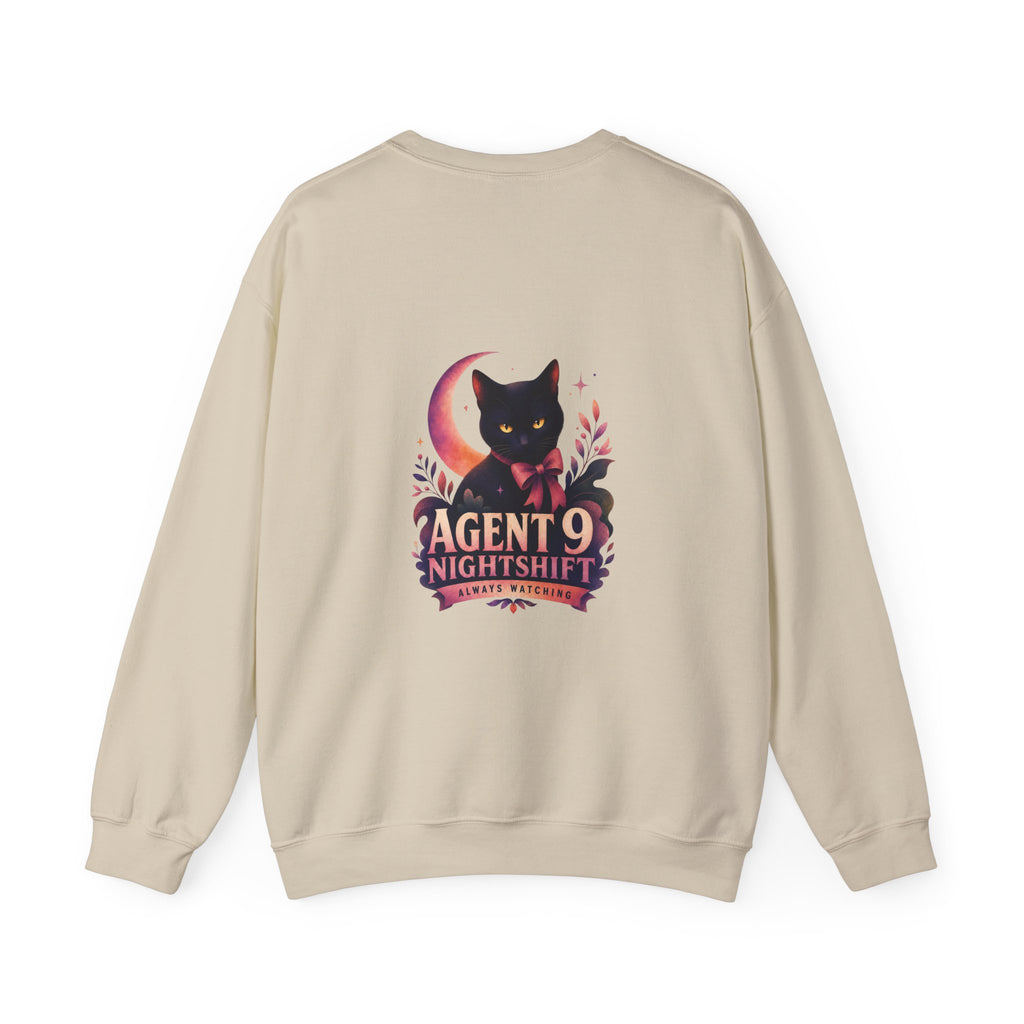 Night Shift Cat Sweatshirt — "Agent 9: Always Watching" Crewneck