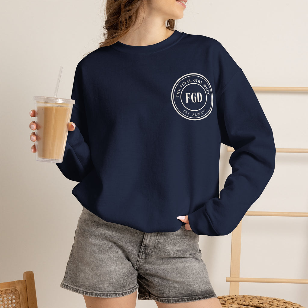 Crewneck Sweatshirt — “Final Girl Field Uniform” Graphic Pullover