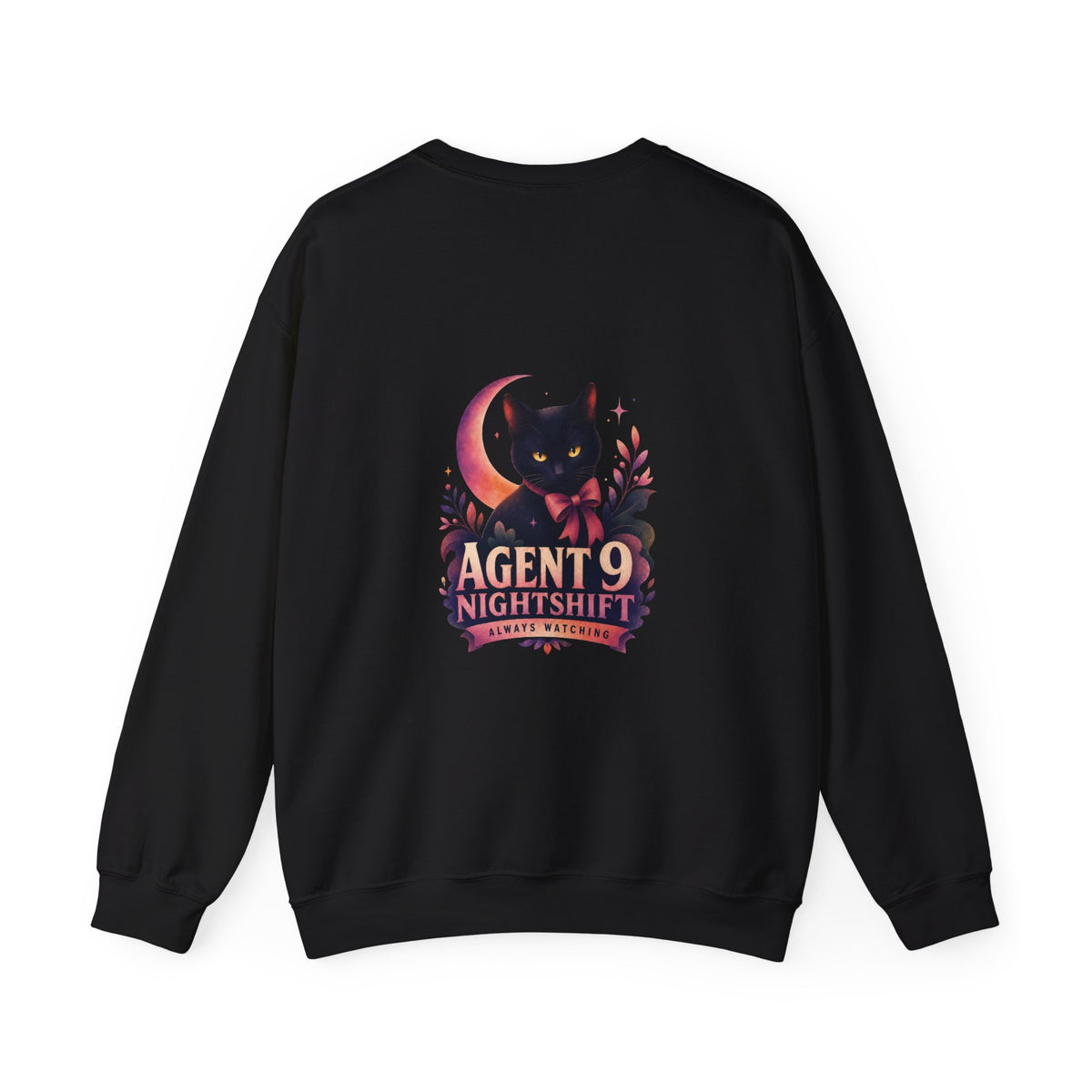 Night Shift Cat Sweatshirt — "Agent 9: Always Watching" Crewneck