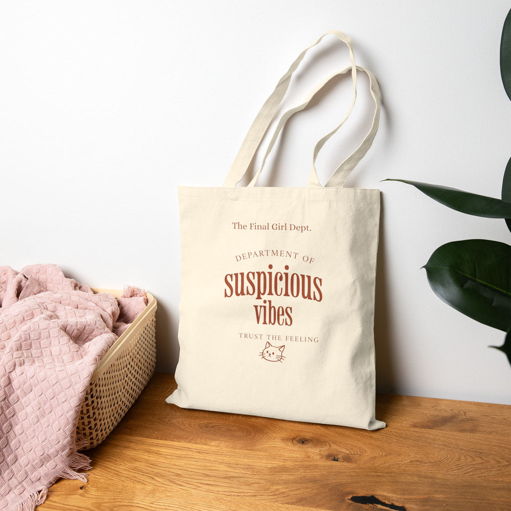 Suspicious Vibes Cotton Tote — "Trust Your Gut" Lightweight Canvas Shopper