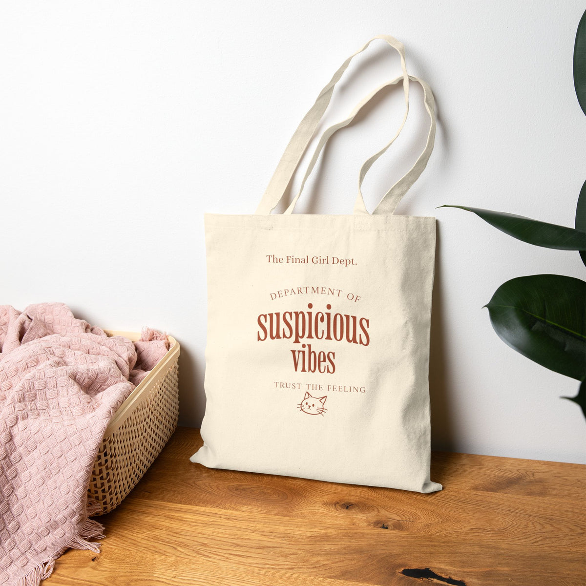 Suspicious Vibes Cotton Tote — "Trust Your Gut" Lightweight Canvas Shopper