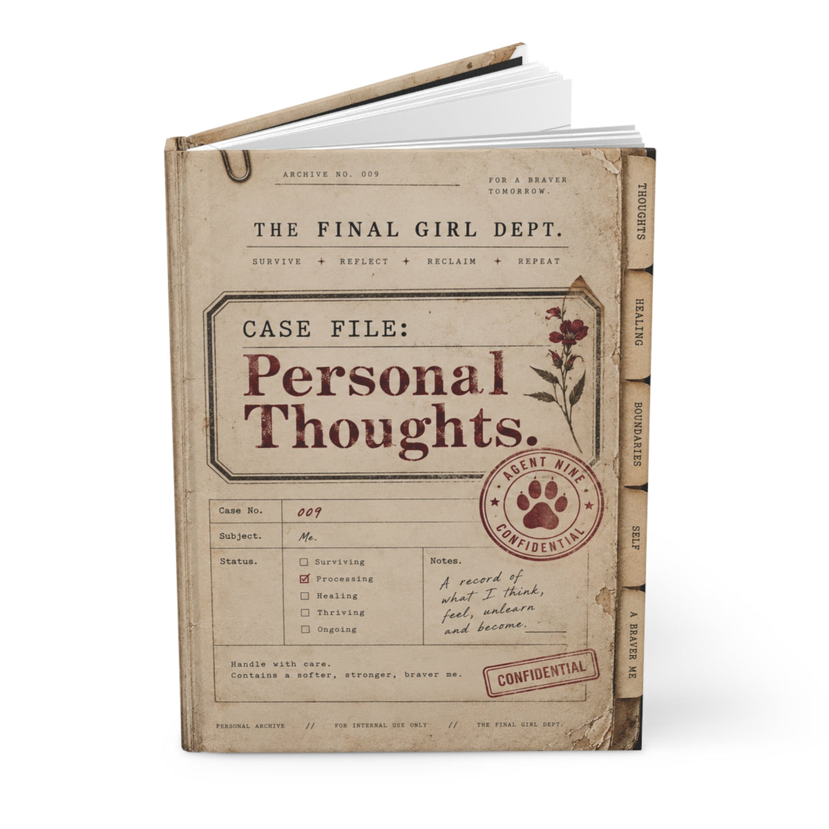 'Case File: Personal Thoughts' Vintage Investigator Notebook