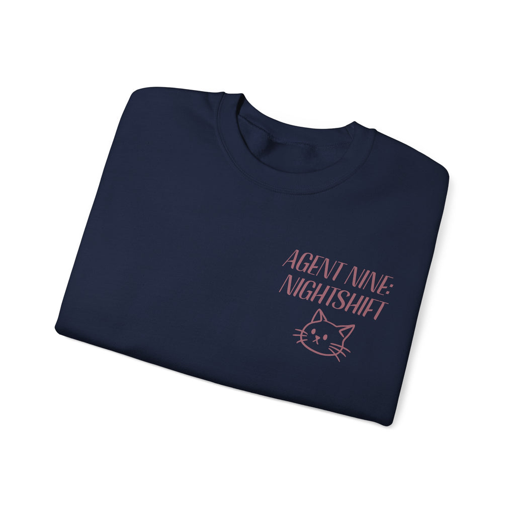 Night Shift Cat Sweatshirt — "Agent 9: Always Watching" Crewneck
