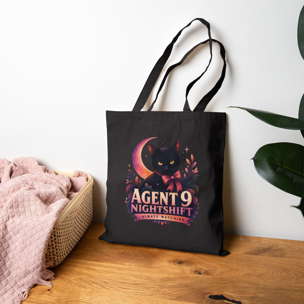 Agent 9 Nightshift Cat Canvas Tote