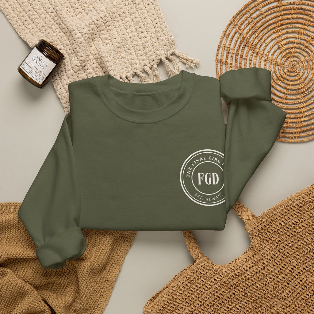 Crewneck Sweatshirt — “Final Girl Field Uniform” Graphic Pullover
