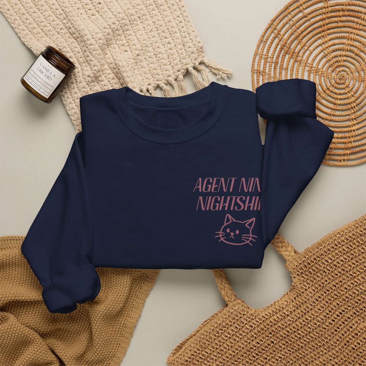 Night Shift Cat Sweatshirt — "Agent 9: Always Watching" Crewneck
