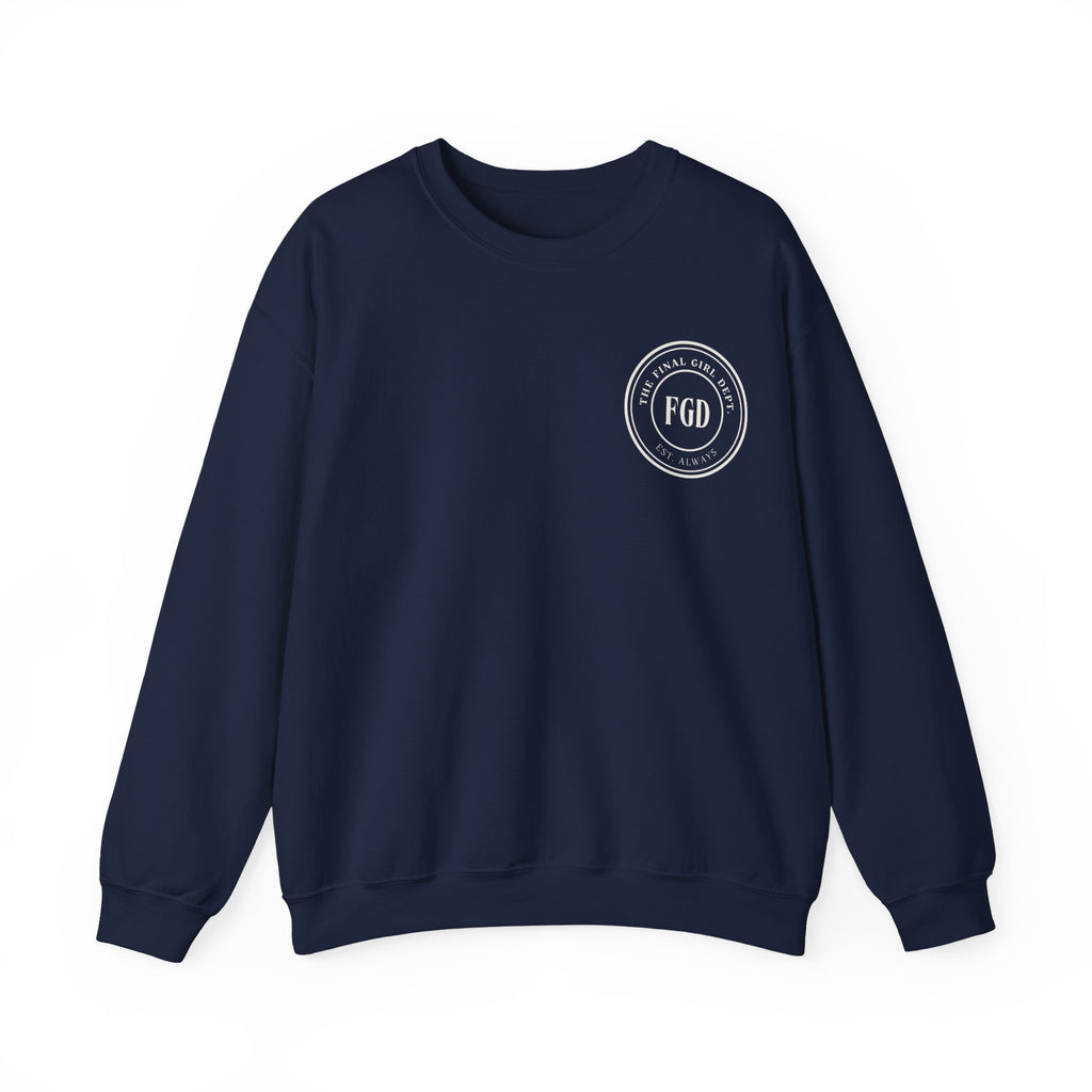 Crewneck Sweatshirt — “Final Girl Field Uniform” Graphic Pullover