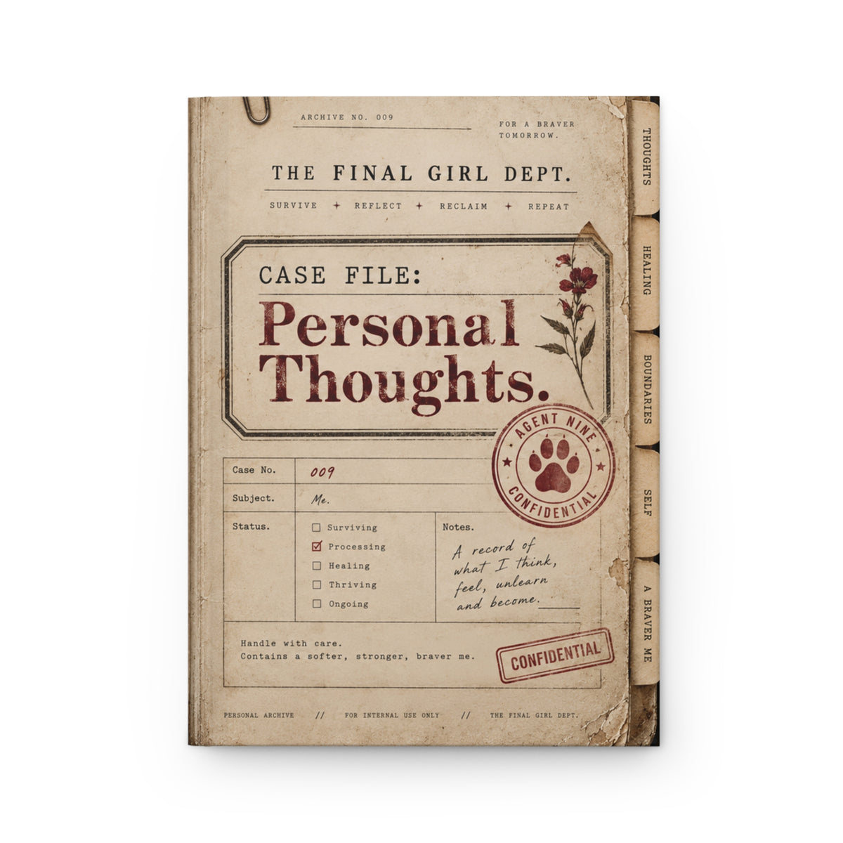 'Case File: Personal Thoughts' Vintage Investigator Notebook