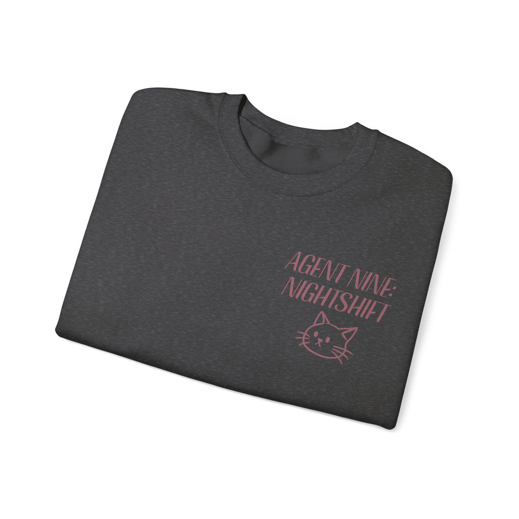 Night Shift Cat Sweatshirt — "Agent 9: Always Watching" Crewneck