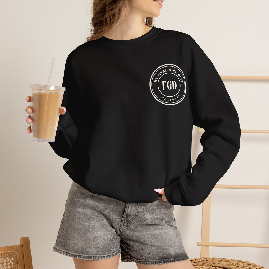 Crewneck Sweatshirt — “Final Girl Field Uniform” Graphic Pullover