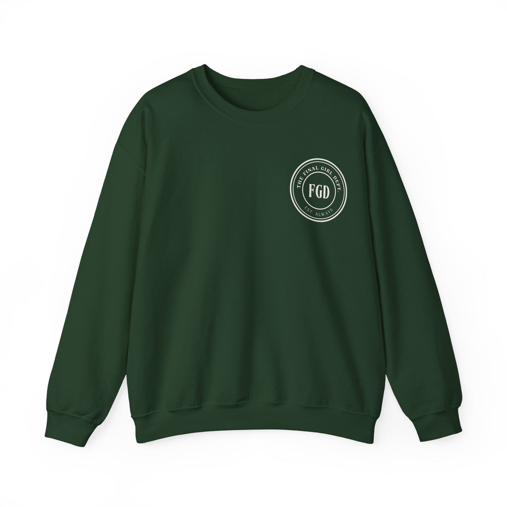 Crewneck Sweatshirt — “Final Girl Field Uniform” Graphic Pullover