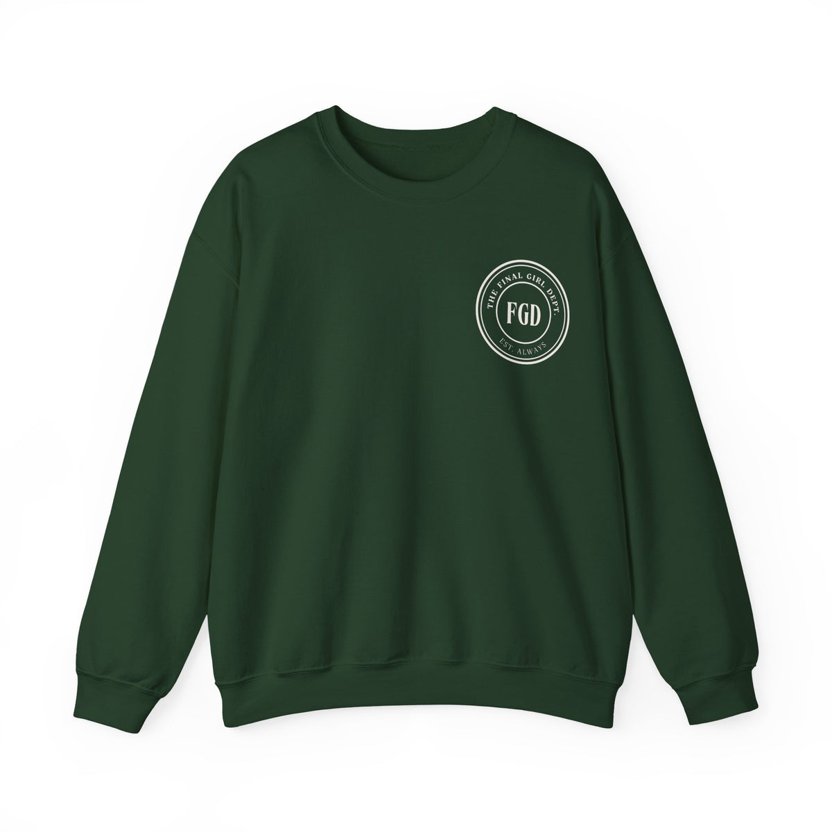 Crewneck Sweatshirt — “Final Girl Field Uniform” Graphic Pullover