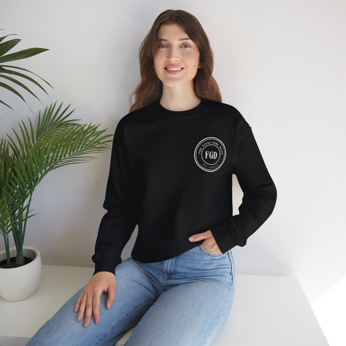 Crewneck Sweatshirt — “Final Girl Field Uniform” Graphic Pullover