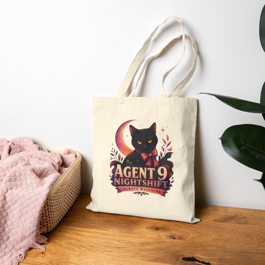 Agent 9 Nightshift Cat Canvas Tote