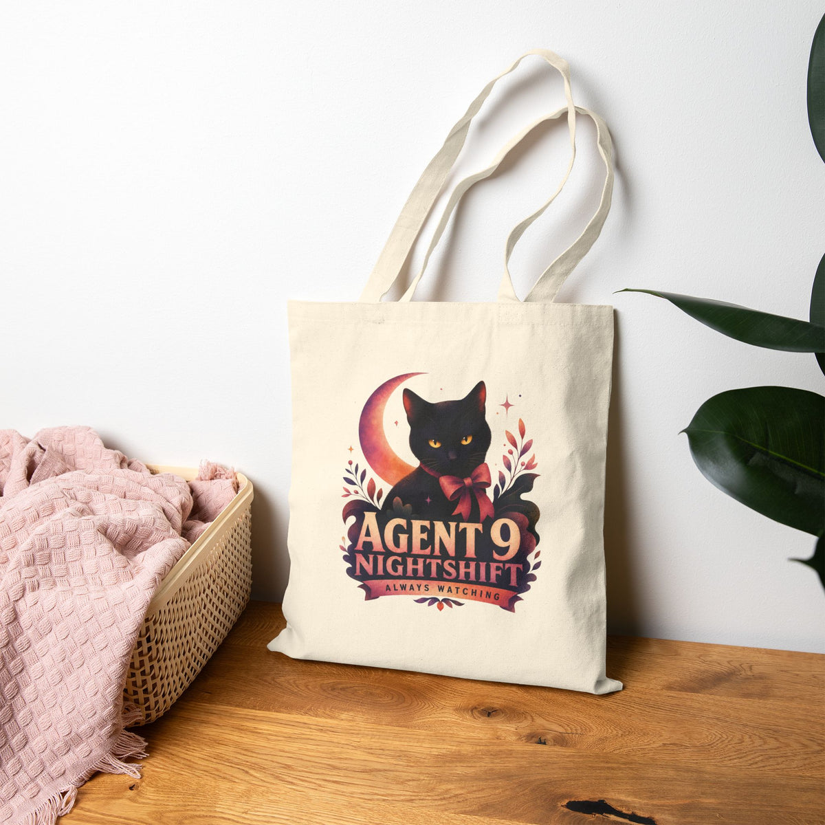 Agent 9 Nightshift Cat Canvas Tote