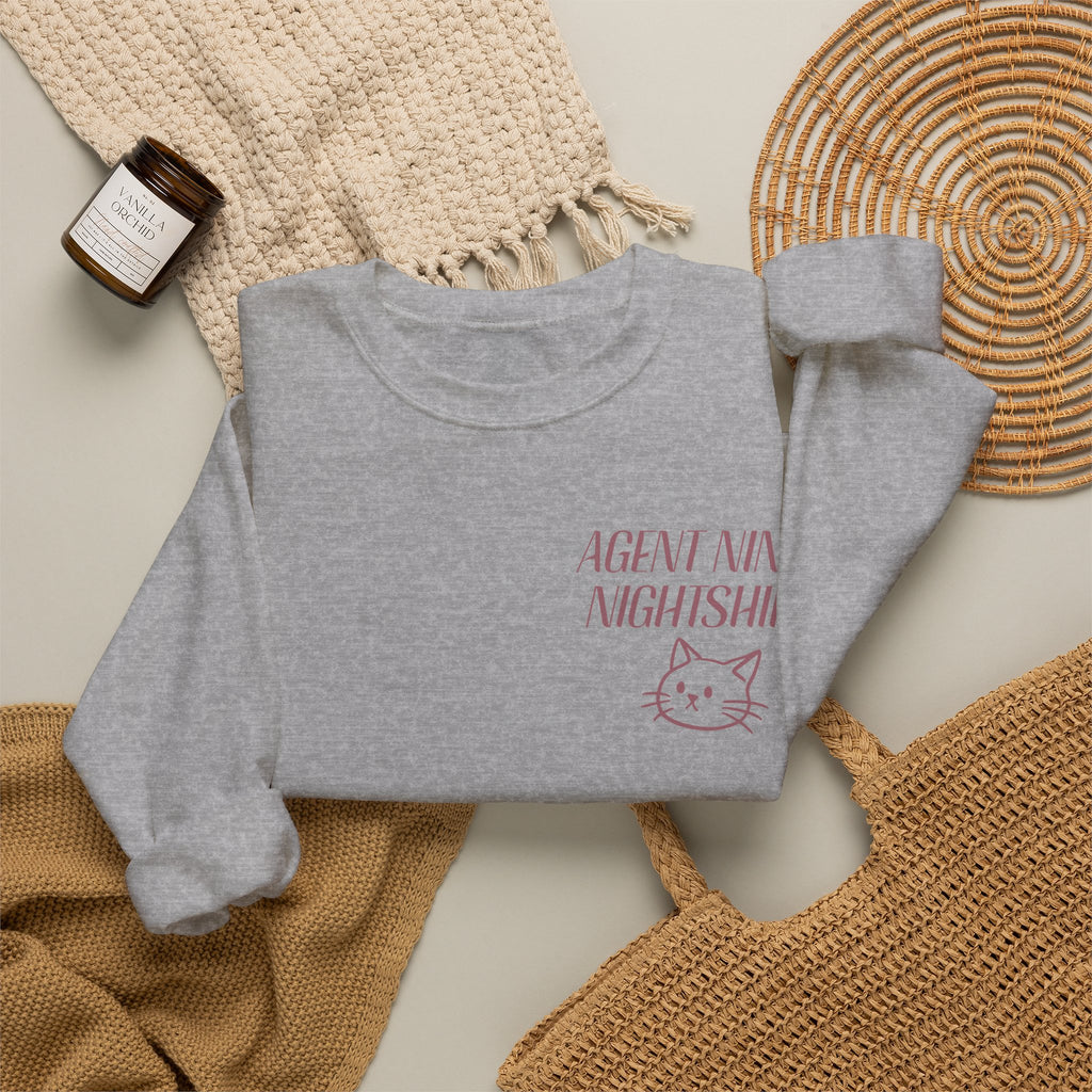 Night Shift Cat Sweatshirt — "Agent 9: Always Watching" Crewneck