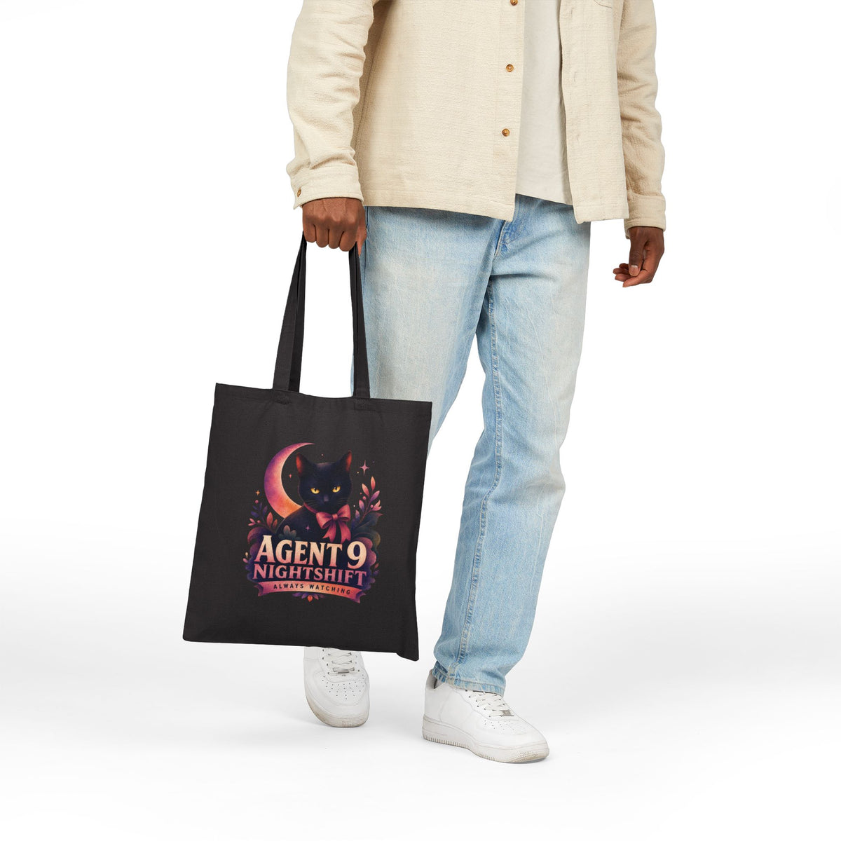 Agent 9 Nightshift Cat Canvas Tote