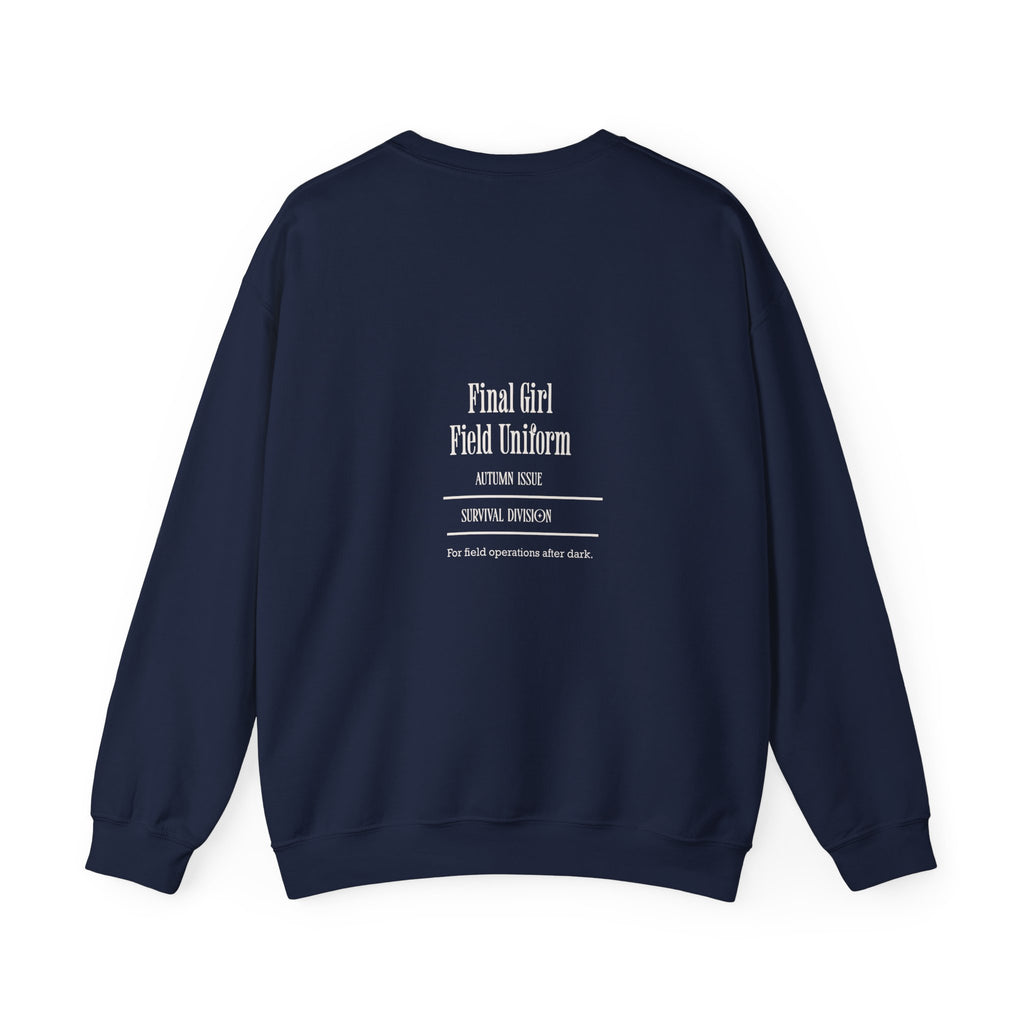 Crewneck Sweatshirt — “Final Girl Field Uniform” Graphic Pullover
