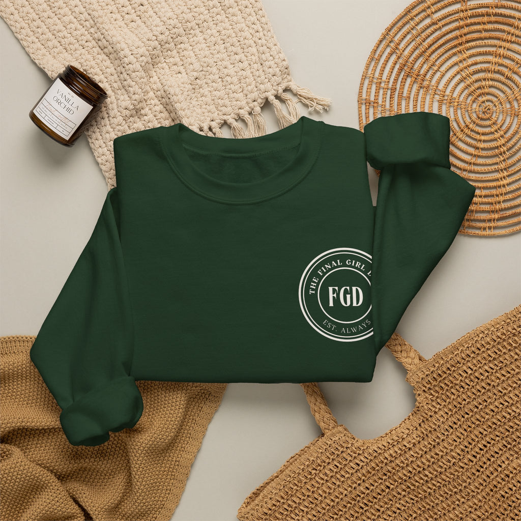 Crewneck Sweatshirt — “Final Girl Field Uniform” Graphic Pullover