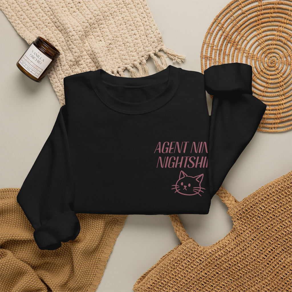 Night Shift Cat Sweatshirt — "Agent 9: Always Watching" Crewneck