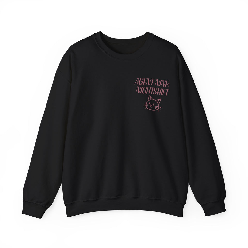 Night Shift Cat Sweatshirt — "Agent 9: Always Watching" Crewneck