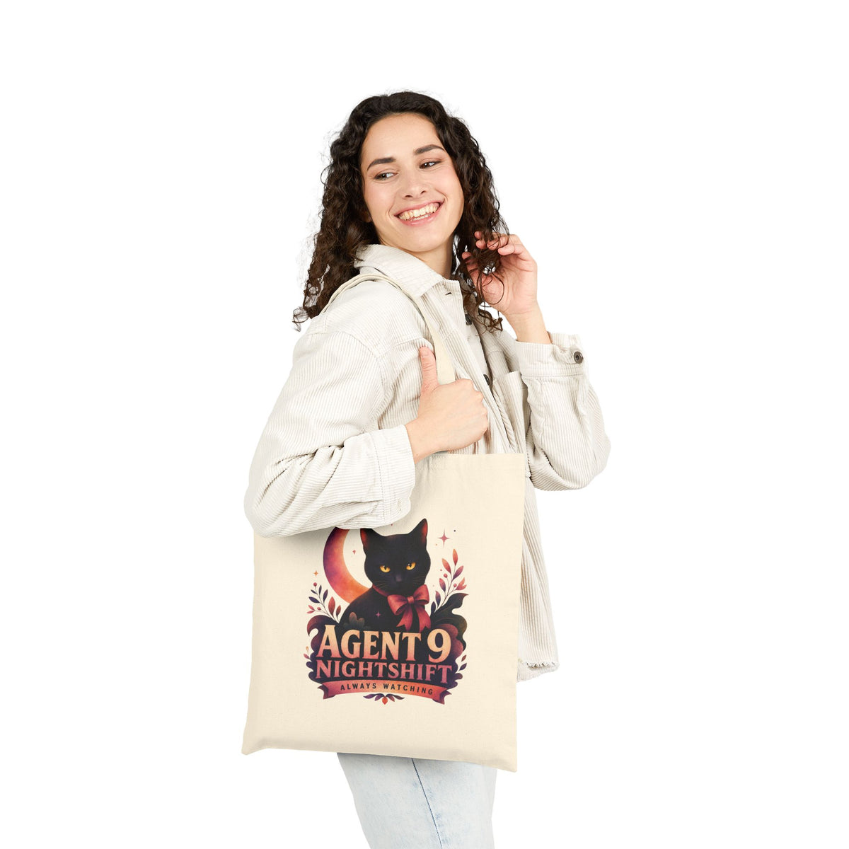 Agent 9 Nightshift Cat Canvas Tote