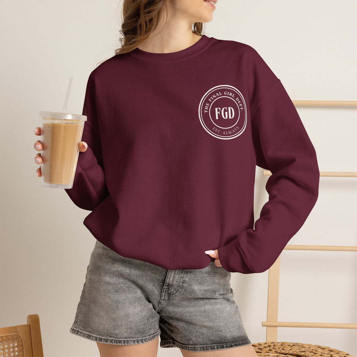 Crewneck Sweatshirt — “Final Girl Field Uniform” Graphic Pullover