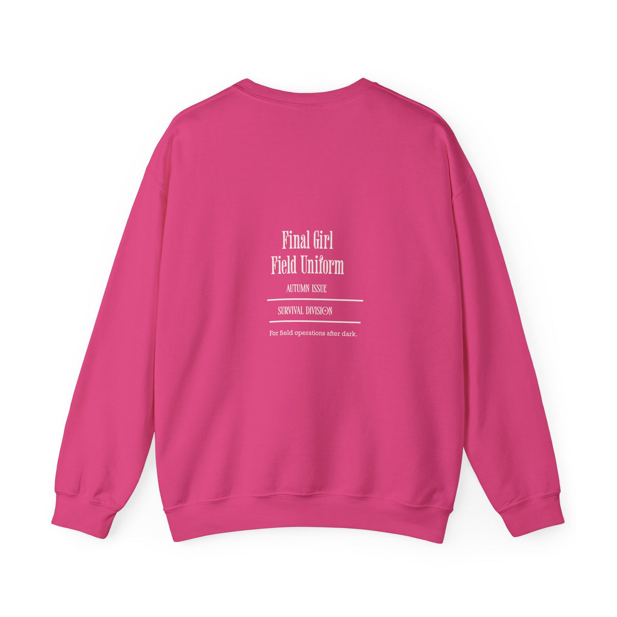 Crewneck Sweatshirt — “Final Girl Field Uniform” Graphic Pullover