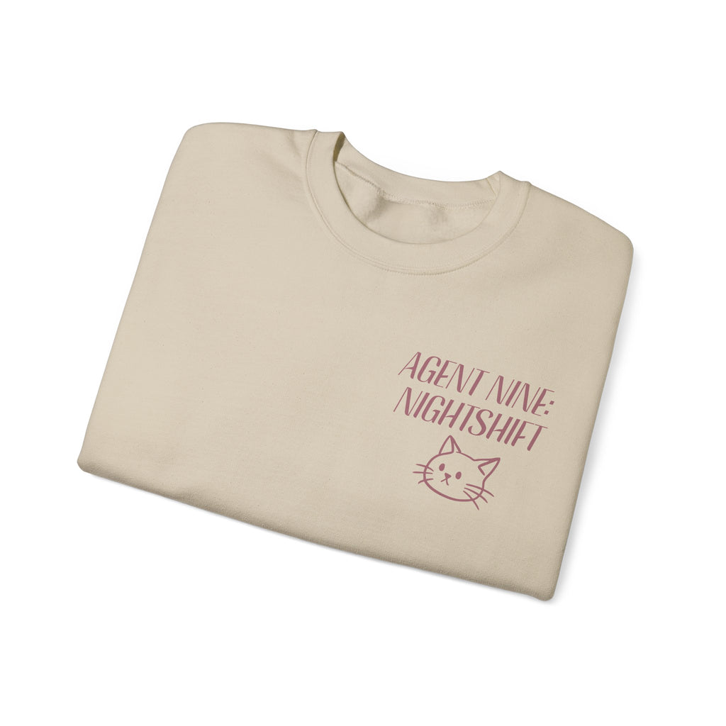 Night Shift Cat Sweatshirt — "Agent 9: Always Watching" Crewneck