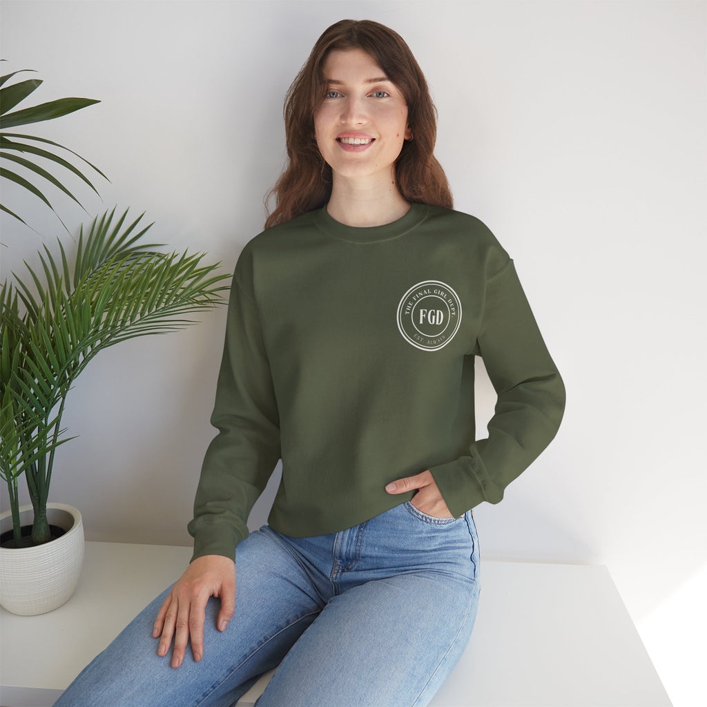Crewneck Sweatshirt — “Final Girl Field Uniform” Graphic Pullover