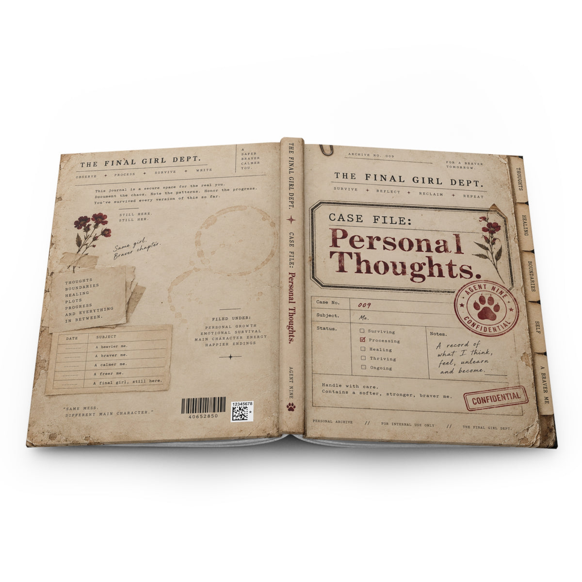 'Case File: Personal Thoughts' Vintage Investigator Notebook