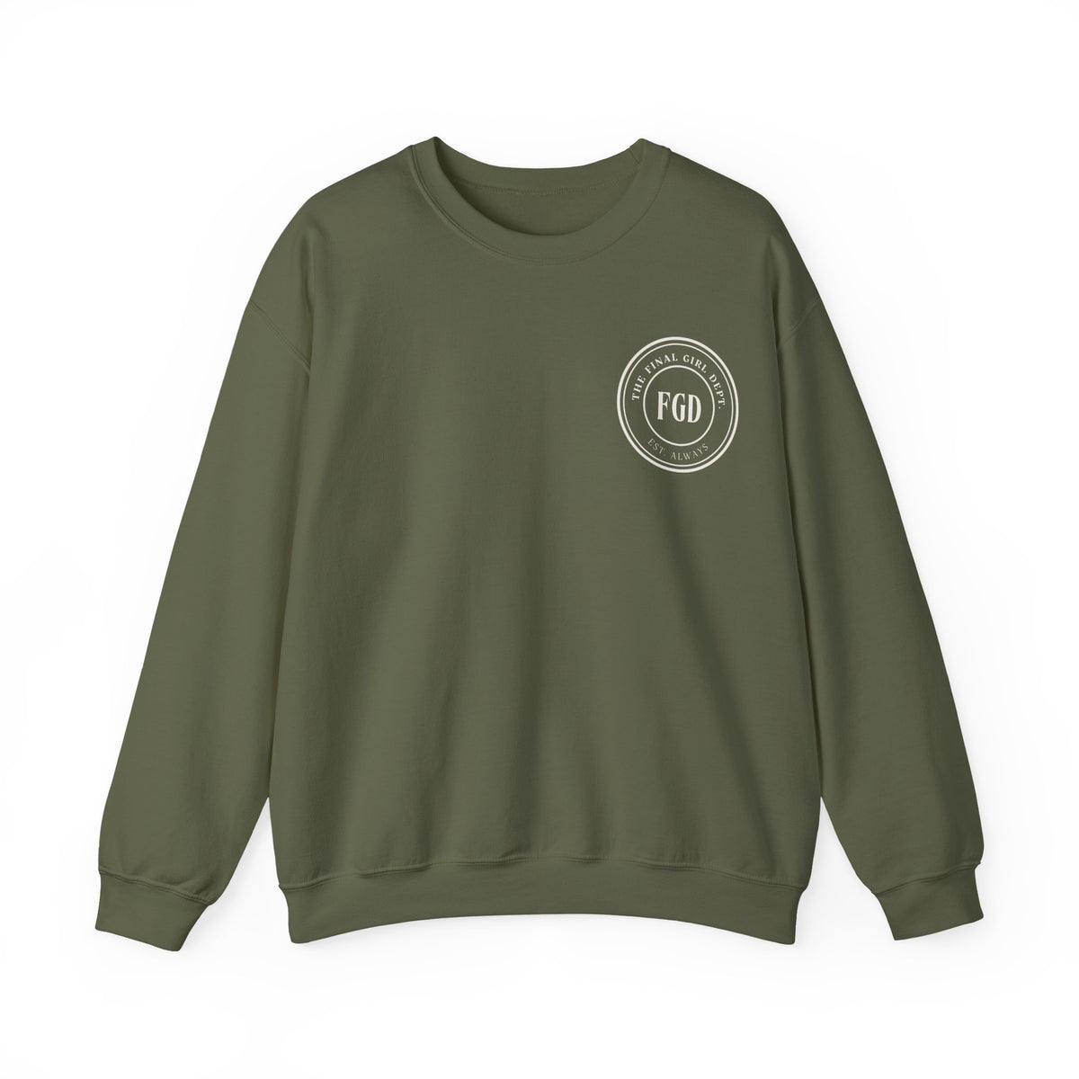 Crewneck Sweatshirt — “Final Girl Field Uniform” Graphic Pullover