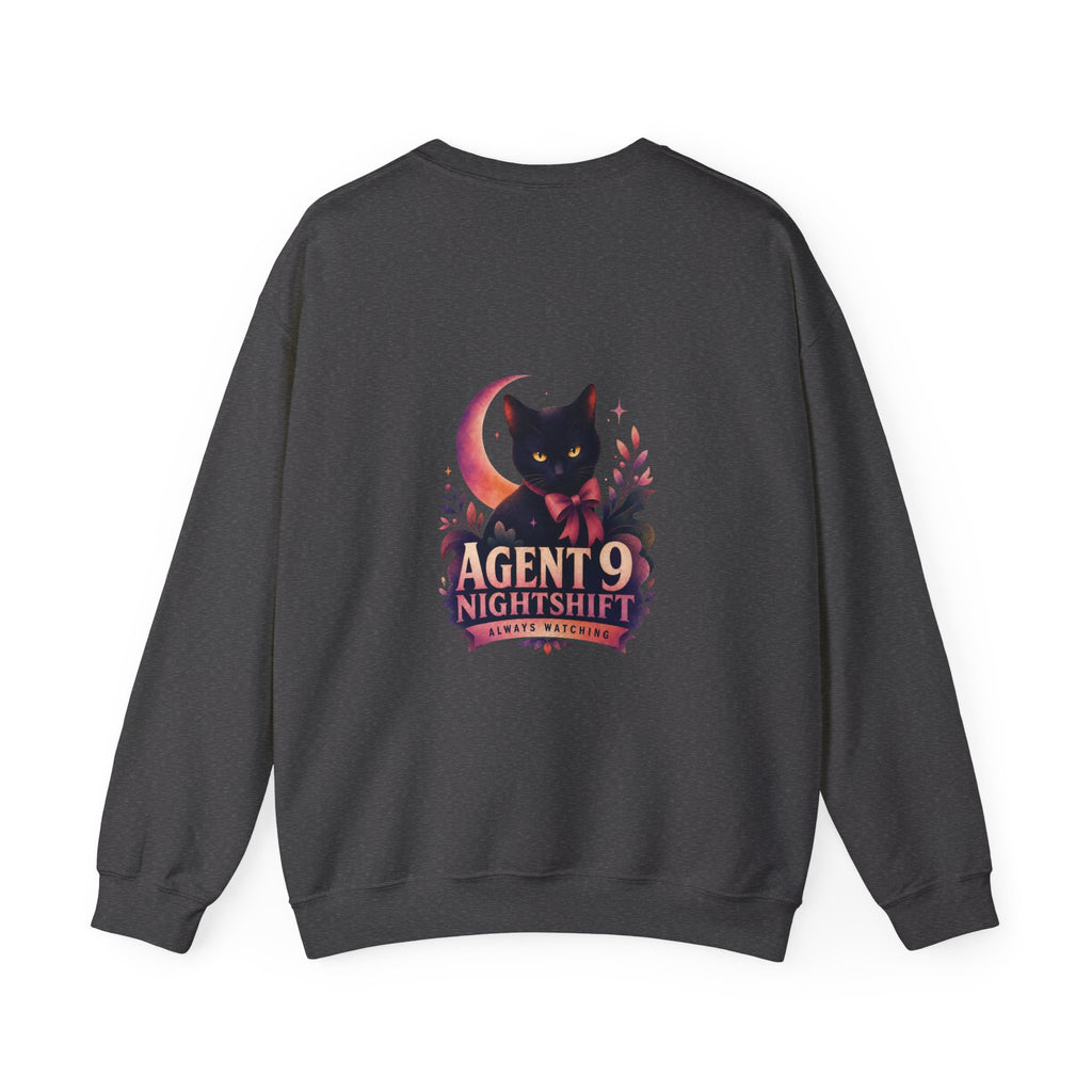 Night Shift Cat Sweatshirt — "Agent 9: Always Watching" Crewneck