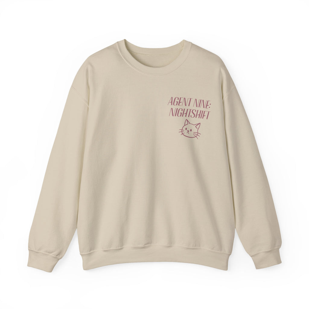 Night Shift Cat Sweatshirt — "Agent 9: Always Watching" Crewneck