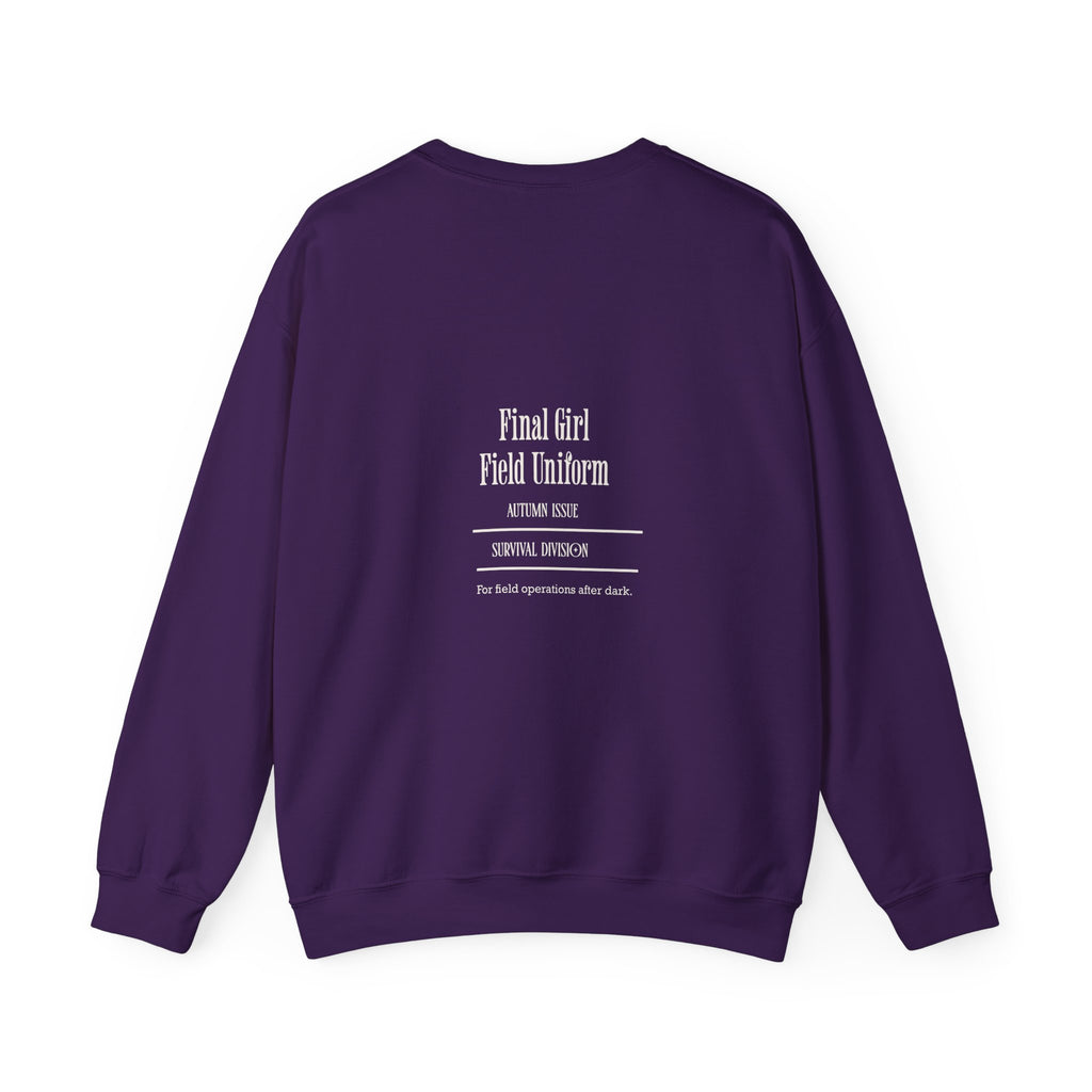 Crewneck Sweatshirt — “Final Girl Field Uniform” Graphic Pullover