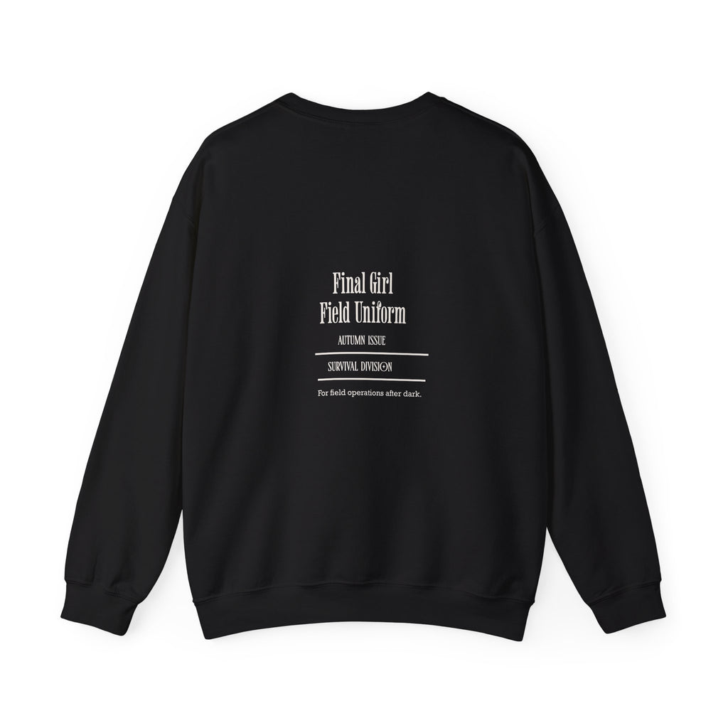 Crewneck Sweatshirt — “Final Girl Field Uniform” Graphic Pullover