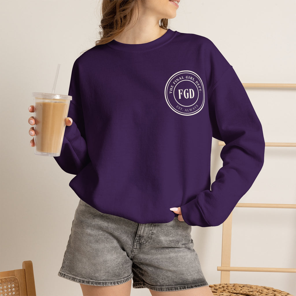 Crewneck Sweatshirt — “Final Girl Field Uniform” Graphic Pullover