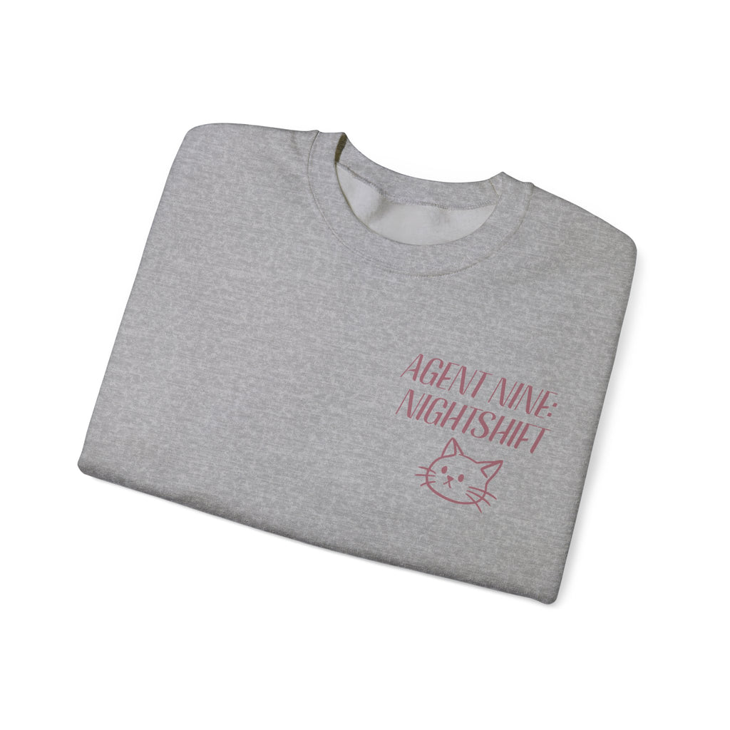 Night Shift Cat Sweatshirt — "Agent 9: Always Watching" Crewneck