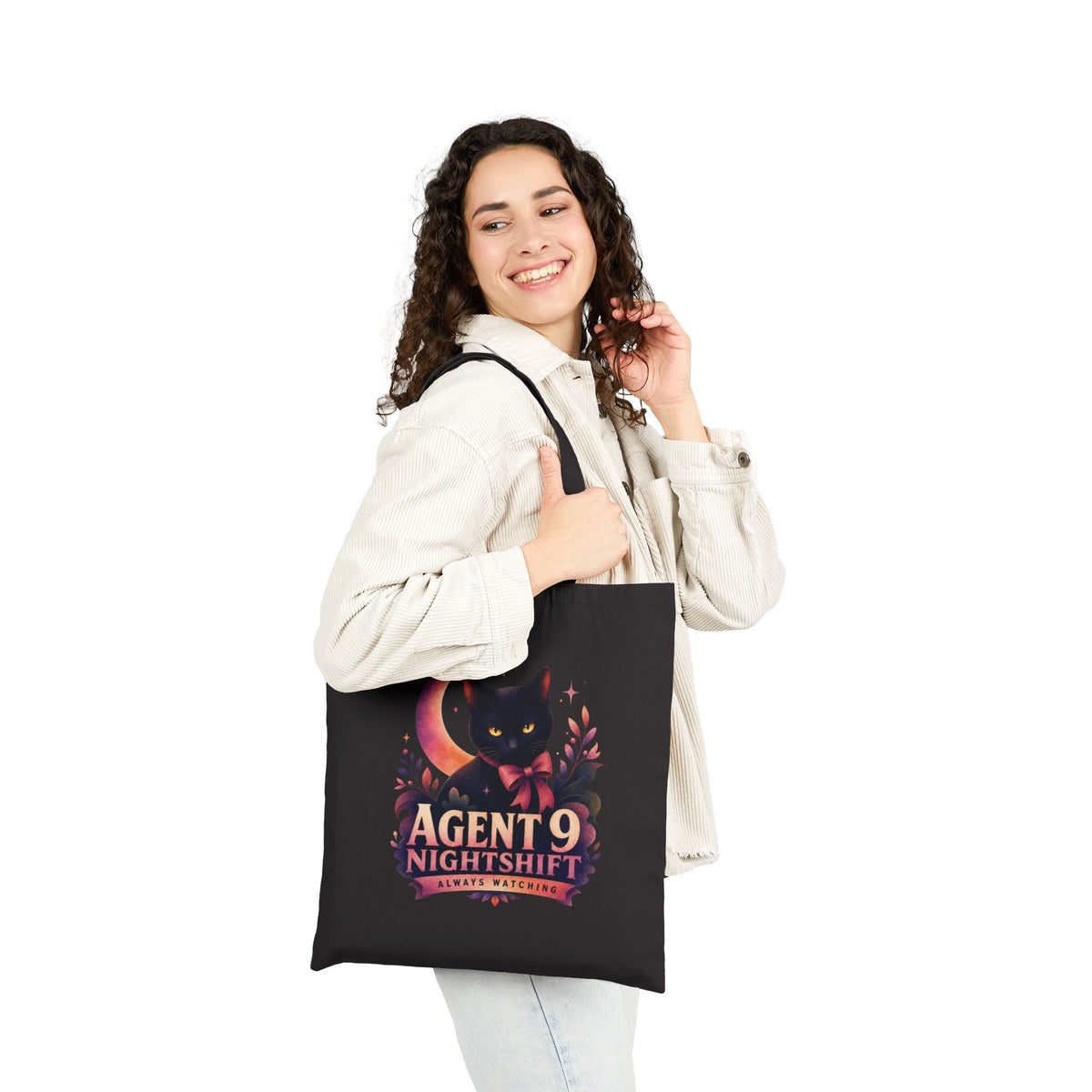 Agent 9 Nightshift Cat Canvas Tote