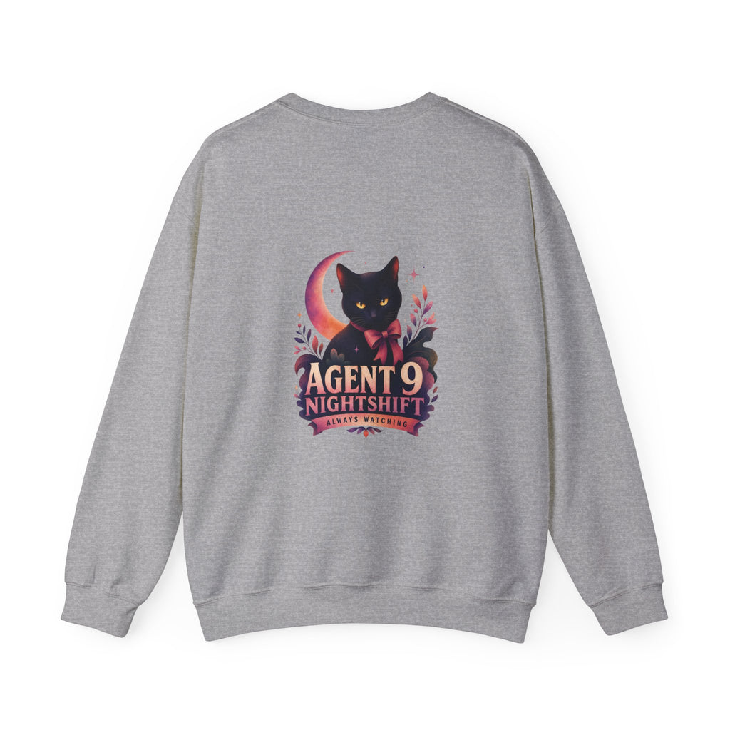Night Shift Cat Sweatshirt — "Agent 9: Always Watching" Crewneck