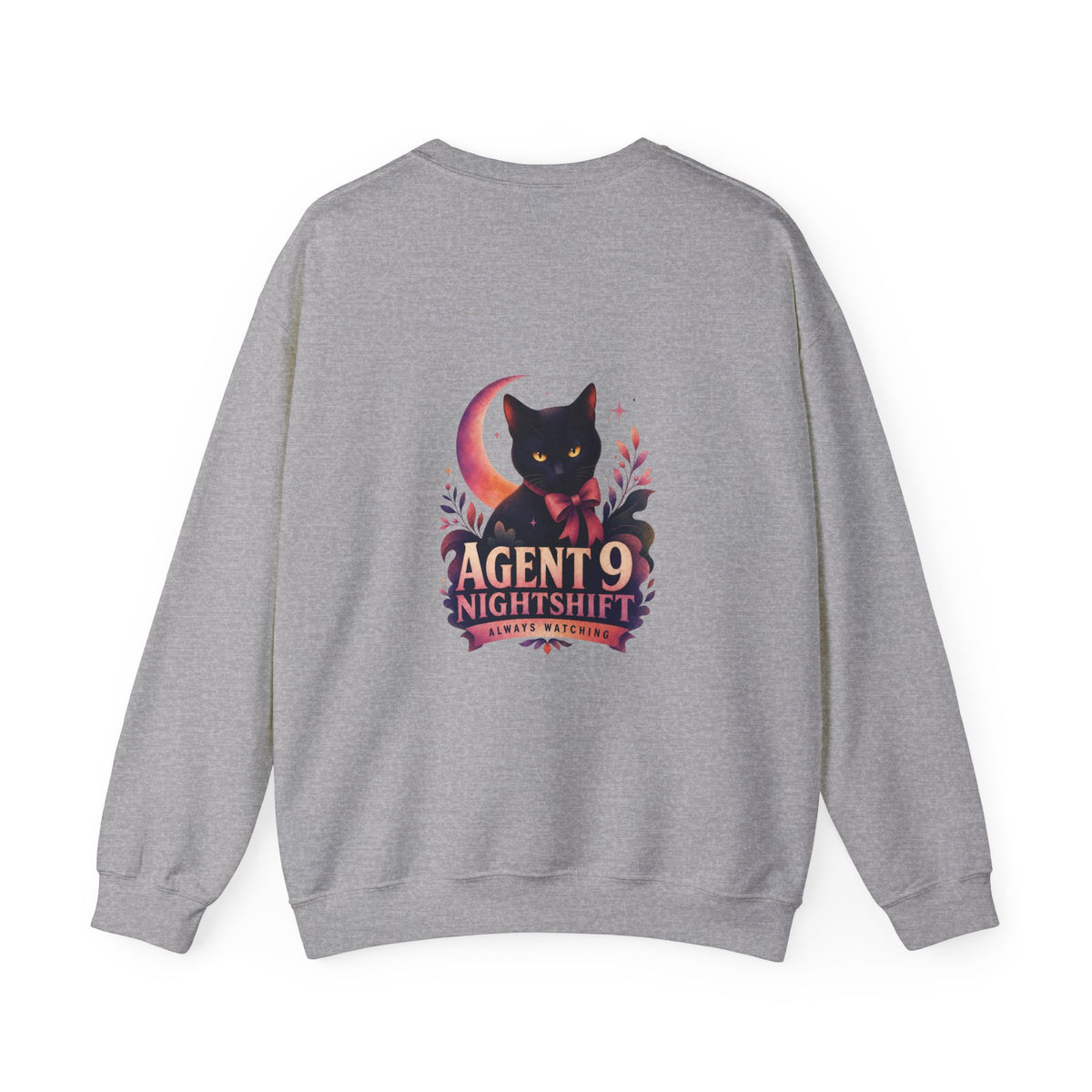 Night Shift Cat Sweatshirt — "Agent 9: Always Watching" Crewneck