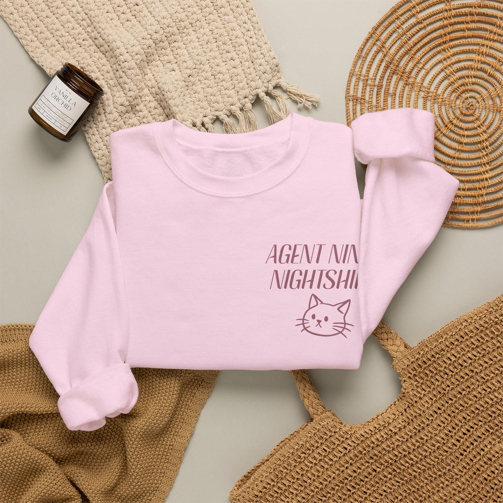 Night Shift Cat Sweatshirt — "Agent 9: Always Watching" Crewneck