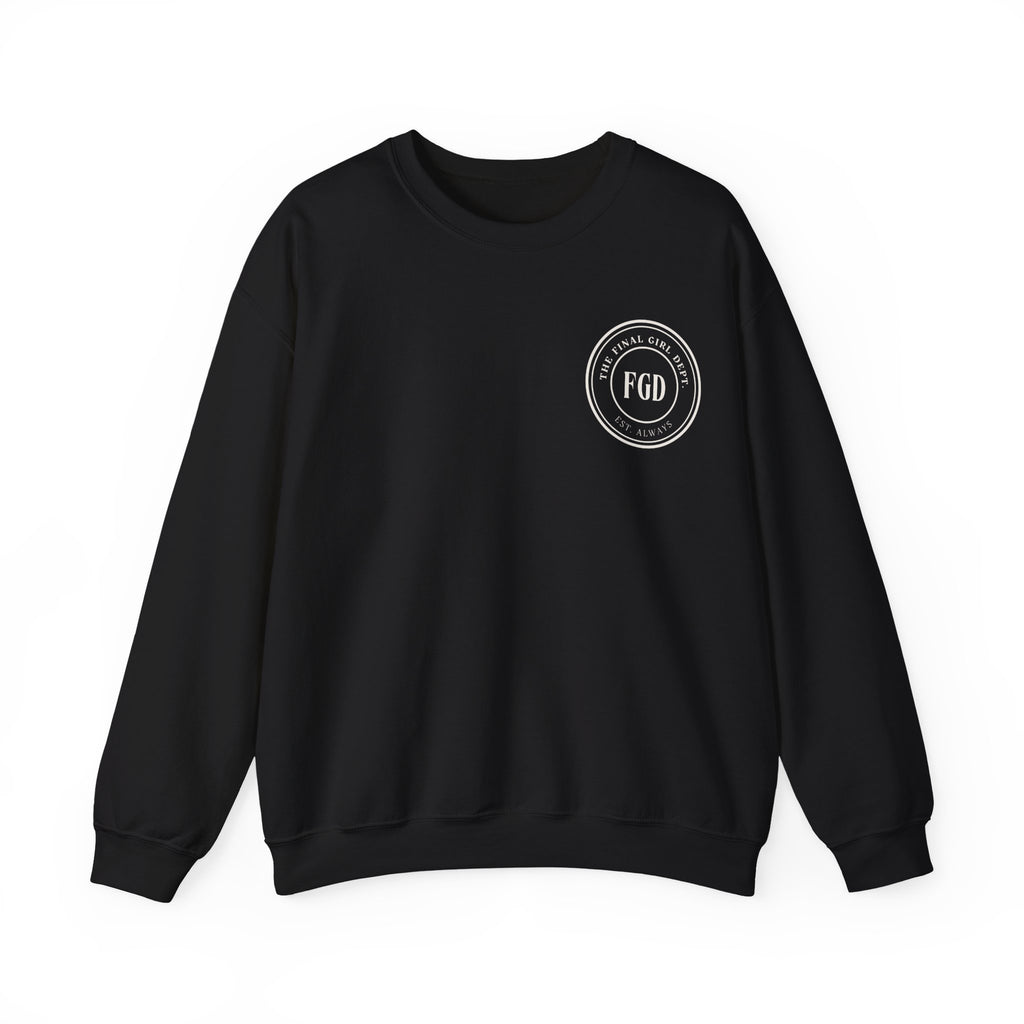 Crewneck Sweatshirt — “Final Girl Field Uniform” Graphic Pullover
