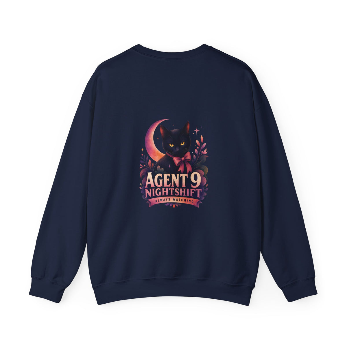 Night Shift Cat Sweatshirt — "Agent 9: Always Watching" Crewneck